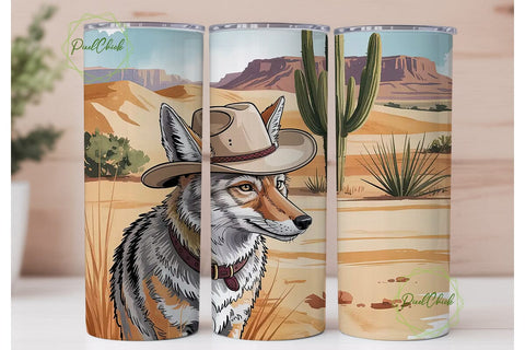 Desert Coyote 20oz Tumbler Wrap Sublimation PixelChick 