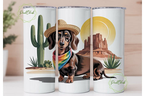Desert Dachshund 20oz Tumbler Wrap Sublimation PixelChick 