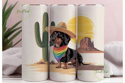 Desert Dachshund 20oz Tumbler Wrap Sublimation PixelChick 