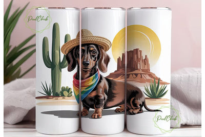 Desert Dachshund 20oz Tumbler Wrap Sublimation PixelChick 