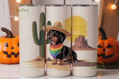 Desert Dachshund 20oz Tumbler Wrap Sublimation PixelChick 
