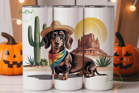 Desert Dachshund 20oz Tumbler Wrap Sublimation PixelChick 