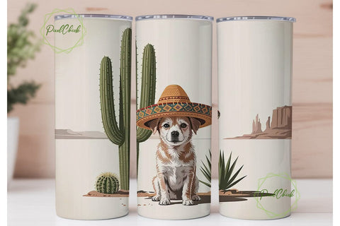 Desert Dog Sombrero 20oz Tumbler Wrap Sublimation PixelChick 