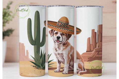 Desert Dog Sombrero 20oz Tumbler Wrap Sublimation PixelChick 