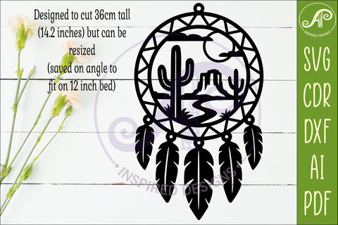 Desert Dreamcatcher Laser Cut File, Boho Southwest Wall Art SVG APInspireddesigns 
