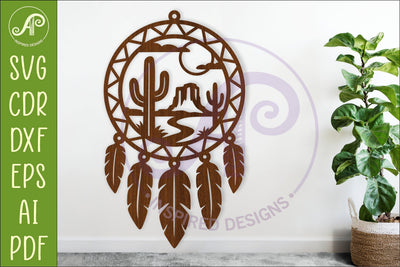 Desert Dreamcatcher Laser Cut File, Boho Southwest Wall Art SVG APInspireddesigns 