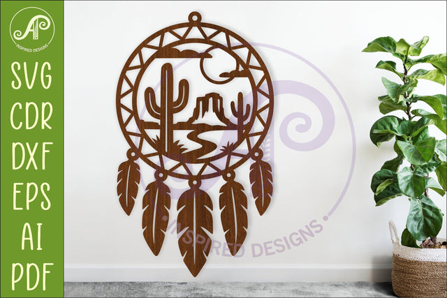 Desert Dreamcatcher Laser Cut File, Boho Southwest Wall Art SVG APInspireddesigns 