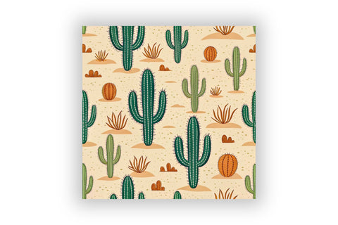 Desert Dreams Seamless Pattern – Sage Green Cacti & Terracotta Accents on Sandy Textures Digital Pattern FloridPrintables 