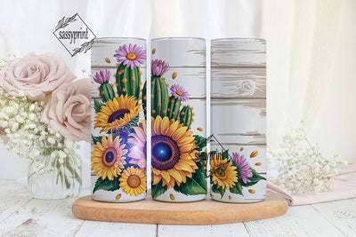 Desert Floral Cactus 20oz Tumbler Wrap Sublimation sassyprint 