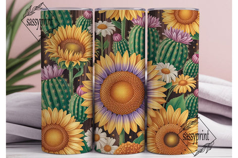 Desert Floral Cactus 20oz Tumbler Wrap Sublimation sassyprint 