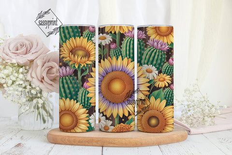 Desert Floral Cactus 20oz Tumbler Wrap Sublimation sassyprint 