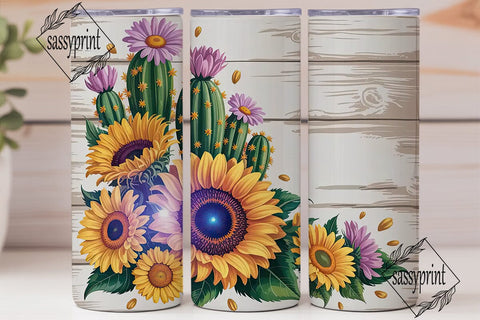 Desert Floral Cactus 20oz Tumbler Wrap Sublimation sassyprint 