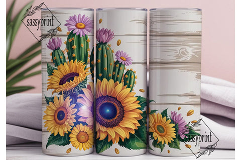 Desert Floral Cactus 20oz Tumbler Wrap Sublimation sassyprint 