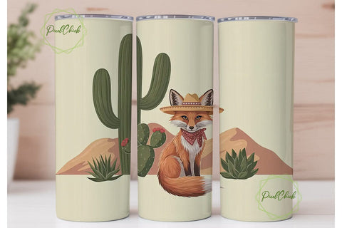 Desert Fox Sombrero 20oz Tumbler Wrap Sublimation PixelChick 