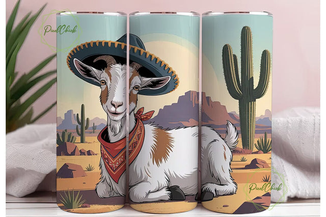 Desert Goat Sombrero 20oz Tumbler Wrap Sublimation PixelChick 