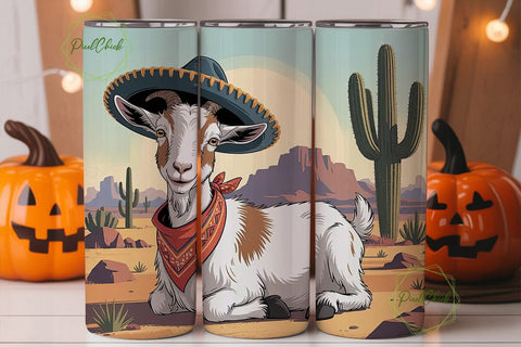Desert Goat Sombrero 20oz Tumbler Wrap Sublimation PixelChick 