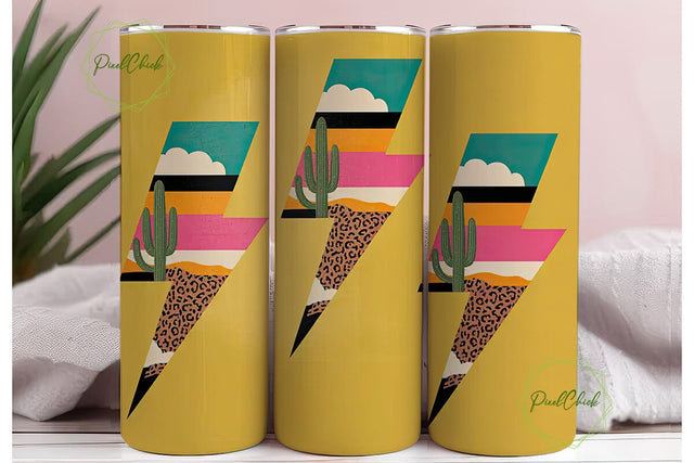 Desert Lightning Tumbler Wrap Sublimation PixelChick 