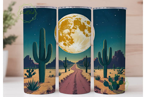 Desert Moon Night 20oz Tumbler Wrap Sublimation PixelChick 
