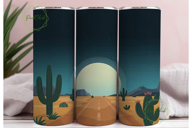 Desert Moon Night 20oz Tumbler Wrap Sublimation PixelChick 