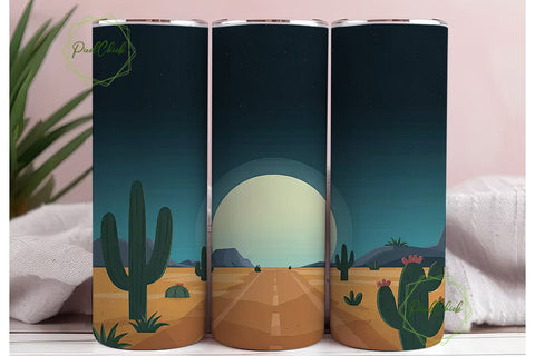 Desert Moon Night 20oz Tumbler Wrap Sublimation PixelChick 