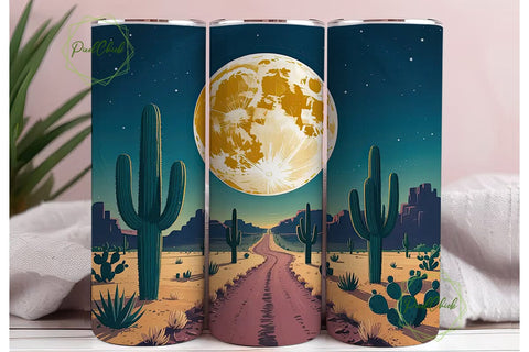 Desert Moon Night 20oz Tumbler Wrap Sublimation PixelChick 