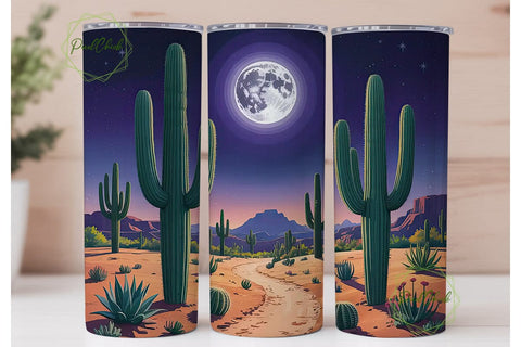 Desert Moon Night 20oz Tumbler Wrap Sublimation PixelChick 