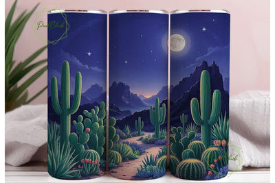 Desert Moon Night 20oz Tumbler Wrap Sublimation PixelChick 