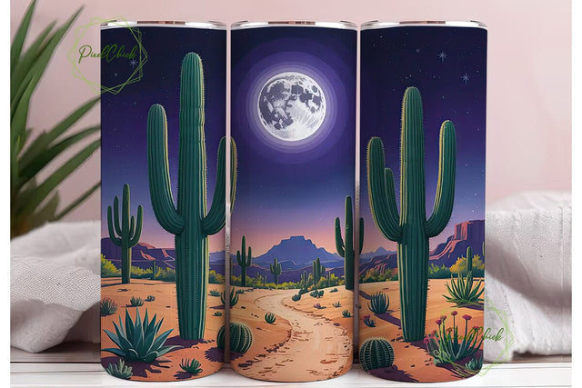 Desert Moon Night 20oz Tumbler Wrap Sublimation PixelChick 