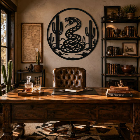 Desert Rattlesnake Laser SVG | Snake Metal Wall Art DXF | Western Cactus Scene Svg | Plasma CNC Cut File | Rustic Desert Decor SVG HappyDesignStudio 
