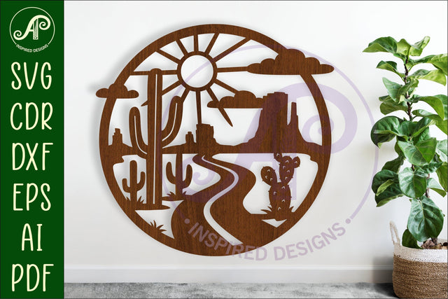 Desert road wall sign, SVG file. laser cut SVG APInspireddesigns 