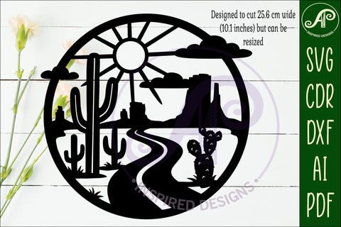 Desert road wall sign, SVG file. laser cut SVG APInspireddesigns 