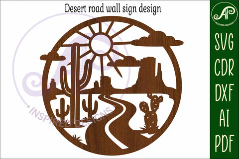 Desert road wall sign, SVG file. laser cut SVG APInspireddesigns 
