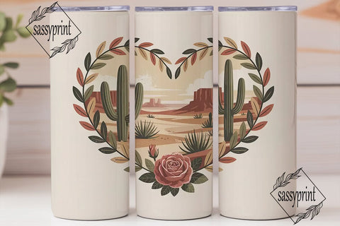 Desert Rose Heart 20oz Tumbler Wrap Sublimation sassyprint 