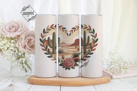 Desert Rose Heart 20oz Tumbler Wrap Sublimation sassyprint 