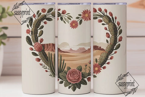 Desert Rose Heart 20oz Tumbler Wrap Sublimation sassyprint 