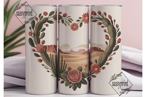 Desert Rose Heart 20oz Tumbler Wrap Sublimation sassyprint 