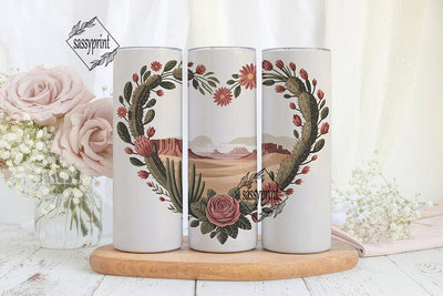 Desert Rose Heart 20oz Tumbler Wrap Sublimation sassyprint 