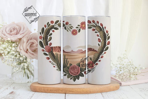 Desert Rose Heart 20oz Tumbler Wrap Sublimation sassyprint 