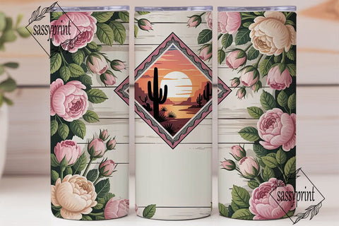 Desert Rose Sunset 20oz Tumbler Wrap Sublimation sassyprint 