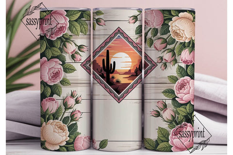 Desert Rose Sunset 20oz Tumbler Wrap Sublimation sassyprint 