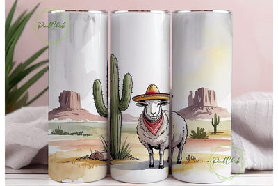 Desert Sheep Sombrero 20oz Tumbler Wrap Sublimation PixelChick 