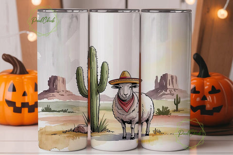 Desert Sheep Sombrero 20oz Tumbler Wrap Sublimation PixelChick 