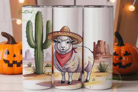 Desert Sheep Sombrero 20oz Tumbler Wrap Sublimation PixelChick 