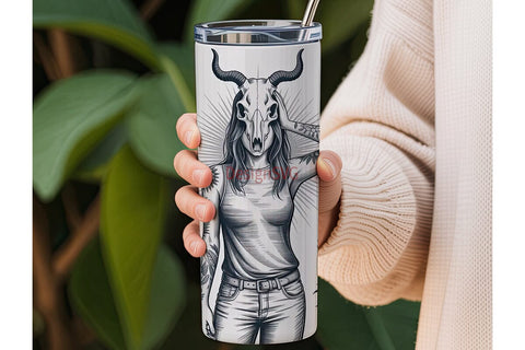 Desert Skull Girl 20oz Tumbler Wrap Sublimation DesignSVG 