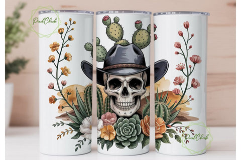 Desert Skull Tumbler Wrap PNG Sublimation PixelChick 