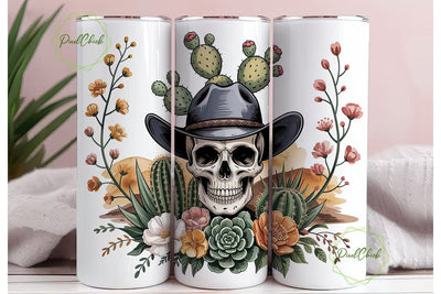 Desert Skull Tumbler Wrap PNG Sublimation PixelChick 