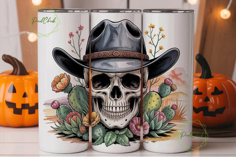 Desert Skull Tumbler Wrap PNG Sublimation PixelChick 