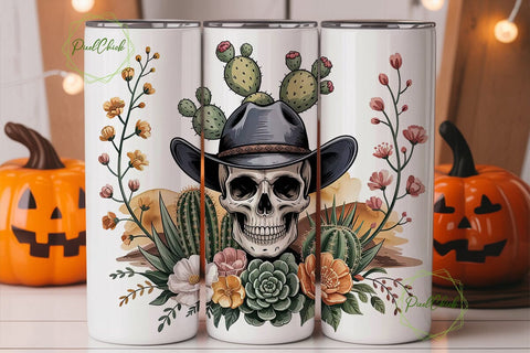 Desert Skull Tumbler Wrap PNG Sublimation PixelChick 