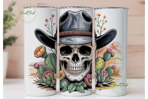 Desert Skull Tumbler Wrap PNG Sublimation PixelChick 