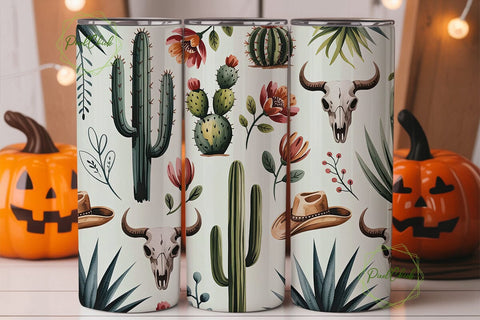 Desert Southwest Cactus Tumbler Wrap Sublimation PixelChick 